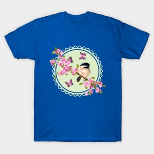 Spring Flowers And Bird Art T-Shirt